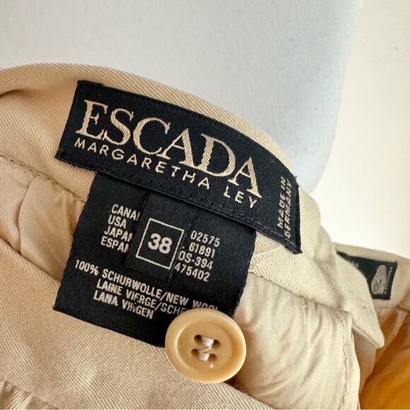 Vintage Escada Margaretha Ley Wool Pencil Skirt High Waist Cream Designer Small - Picture 2 of 10